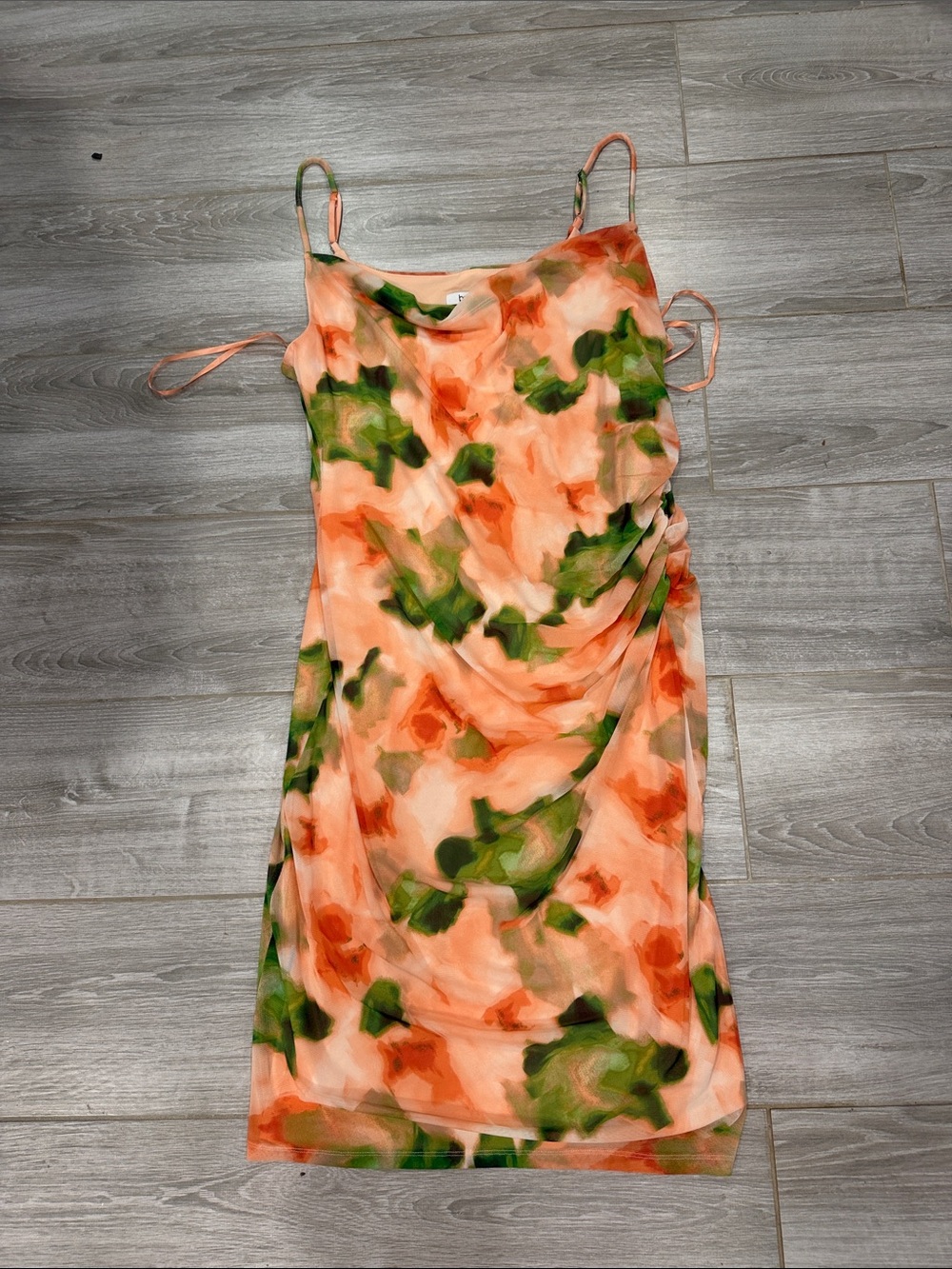 New BAR lll Floral Peach & Green Slip Dress XL